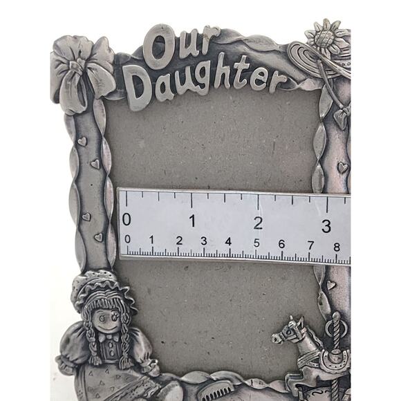 PICTURE FRAME-Pewter-"Our Daughter"-Doll-Carousel Horse-6"x4" Frame-Glass Cover - Picture 13 of 13